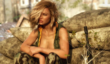 Картинка 3д+графика армия+ military девушка фон взгляд ствол