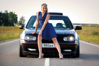 обоя автомобили, -авто с девушками, volkswagen, golf, турбо
