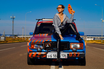 обоя автомобили, -авто с девушками, lada, 2107