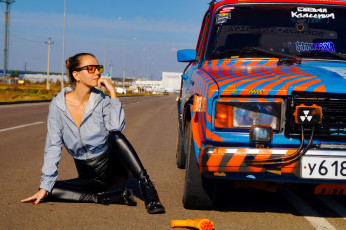 обоя автомобили, -авто с девушками, lada, 2107