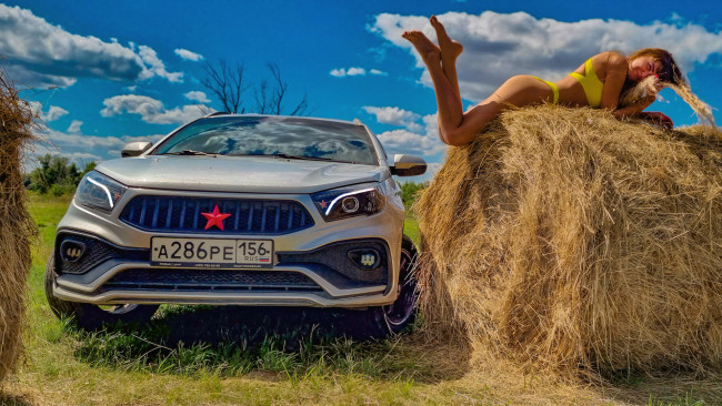 Обои картинки фото автомобили, -авто с девушками, lada, vesta, sw