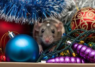 обоя праздничные, - разное , новый год, крыска