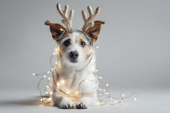 обоя праздничные, - разное , новый год, собака