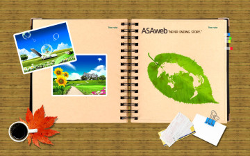 Картинка 3д+графика другое+ other блокнот фотографии листья осень чашка кофе