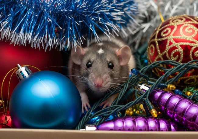 Обои картинки фото праздничные, - разное , новый год, крыска