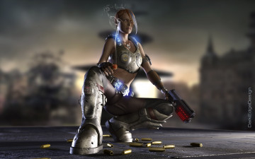 Картинка 3д графика fantasy фантазия девушка гильзы