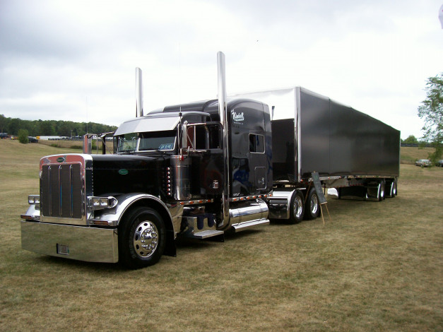 Обои картинки фото автомобили, peterbilt, грузовик, черный