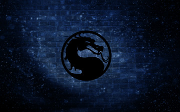 Картинка mortal kombat 3д графика textures текстуры текстура дракон лого синий стена