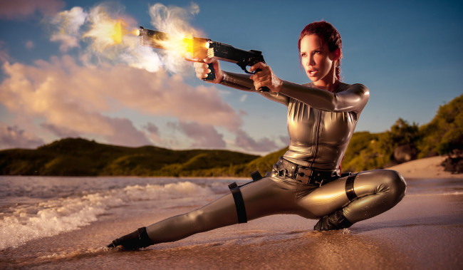 Обои картинки фото Bianca Beauchamp, lara, croft, девушки