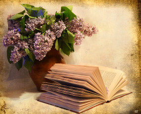 Картинка цветы сирень книга букет