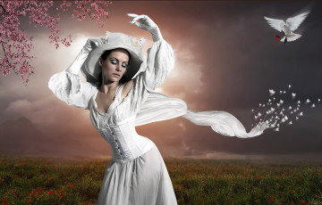 Картинка разное компьютерный+дизайн девушка голубь