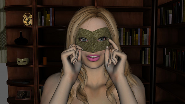 Обои картинки фото 3д графика, portraits , портрет, девушка, взгляд, маска