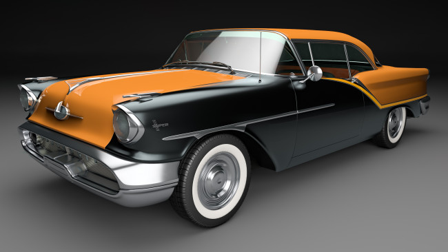 Обои картинки фото автомобили, 3д, 1957, coupe, 88, oldsmobile