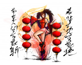 Картинка аниме guilty+gear guilty gear kuradoberi jam арт девушка взгляд роза фонарики