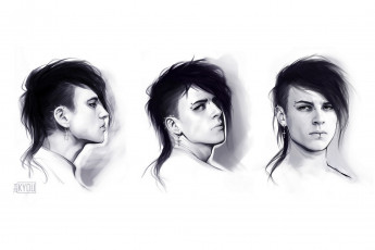 Картинка рисованное люди парень причёска брюнет   лицо