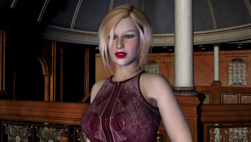 Картинка 3д+графика люди+ people блондинка девушка взгляд фон