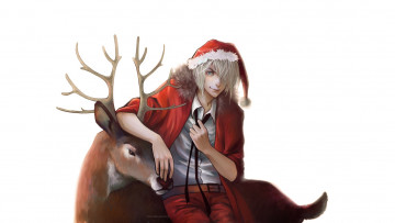 Картинка рисованное праздники олень парень