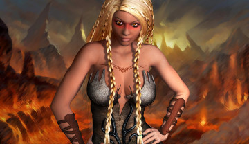 Картинка 3д+графика амазонки+ amazon фон взгляд горы косички девушка