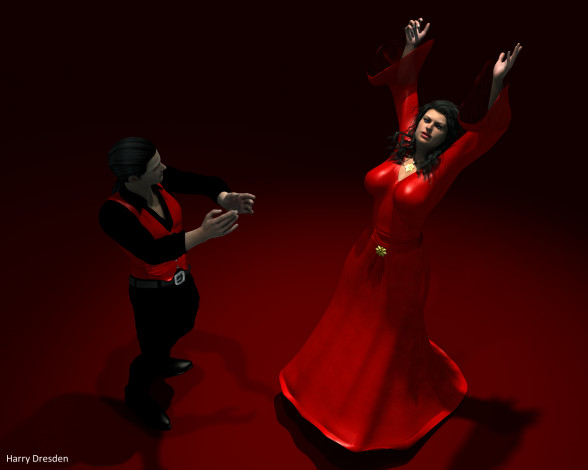 Обои картинки фото 3д графика, люди , people, девушка, взгляд, танец, фон