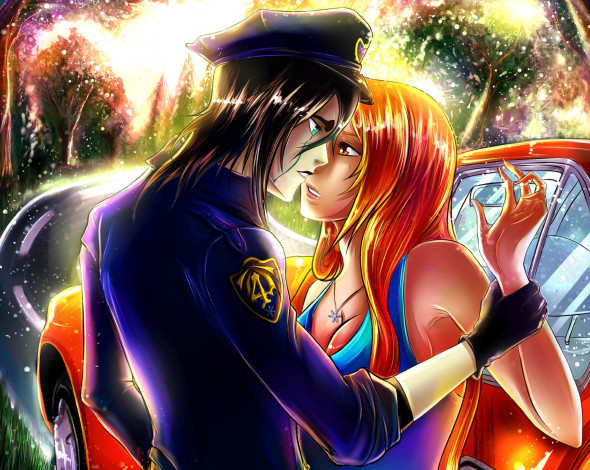 Обои картинки фото рисованное, люди, девушка, парень