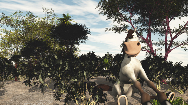 Обои картинки фото 3д графика, юмор , humor, корова, деревья