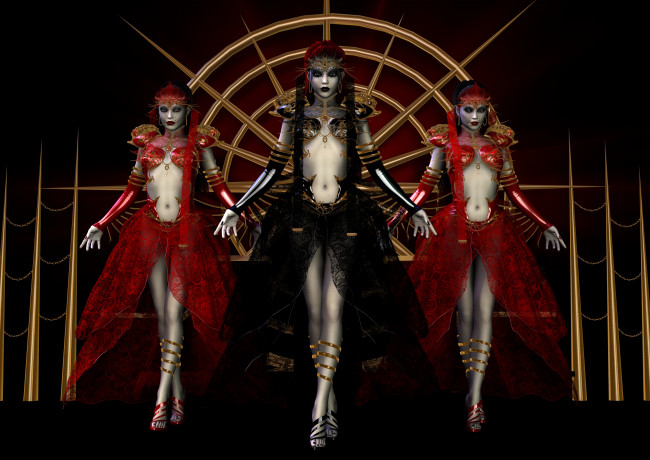 Обои картинки фото 3д графика, фантазия , fantasy, фон, взгляд, девушки