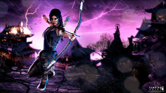 Обои картинки фото видео игры, tomb raider 2013, девушка, фон, лук, стрела