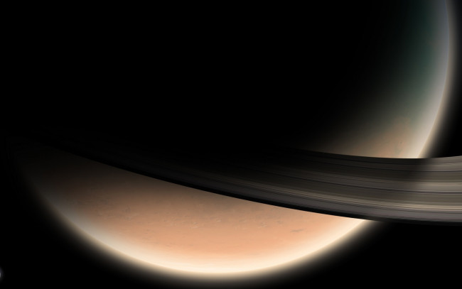 Обои картинки фото космос, сатурн, планета, кольца, спутник, солнечная, система