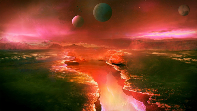 Обои картинки фото 3д графика, атмосфера, настроение , atmosphere ,  mood , река, вселенная, планеты