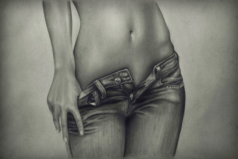 Картинка рисованное люди скетч джинсы фон девушка