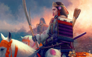 Картинка видео+игры legend+of+the+five+rings всадницы девушки доспехи оружие