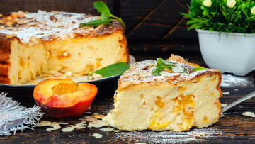 Картинка еда пироги персик пирог фруктовый мята