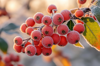 обоя 3д графика, природа , nature, ягоды, иней