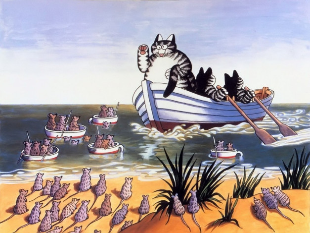 Обои картинки фото kliban, cats, рисованные, bernard