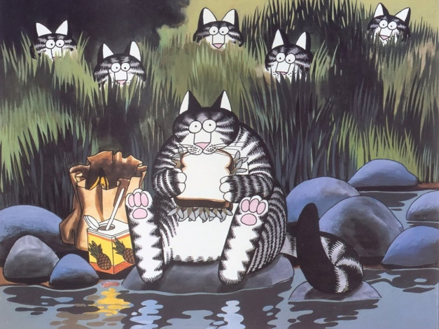 Обои картинки фото kliban, cats, рисованные, bernard