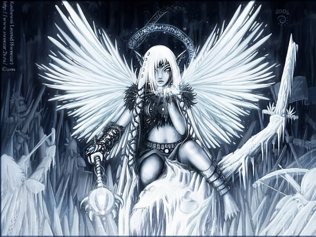 Обои картинки фото рисунки, конкурса, ice, and, fire, фэнтези, ангелы
