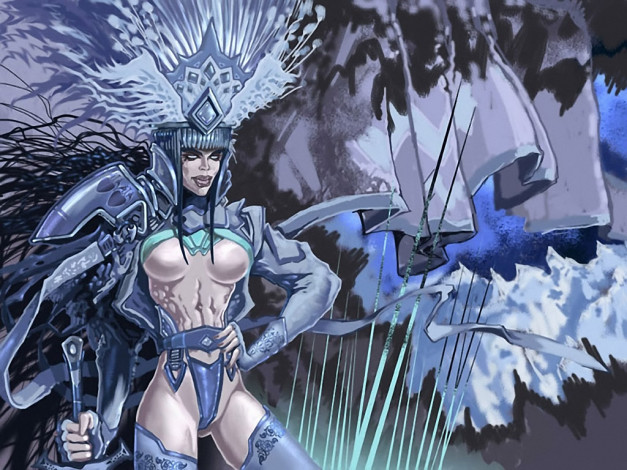 Обои картинки фото рисунки, конкурса, ice, and, fire, фэнтези, девушки