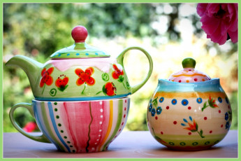 обоя разное, посуда, столовые, приборы, кухонная, утварь, яркий, заварник, чашка