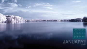 Картинка календари природа озеро зима пейзаж деревья