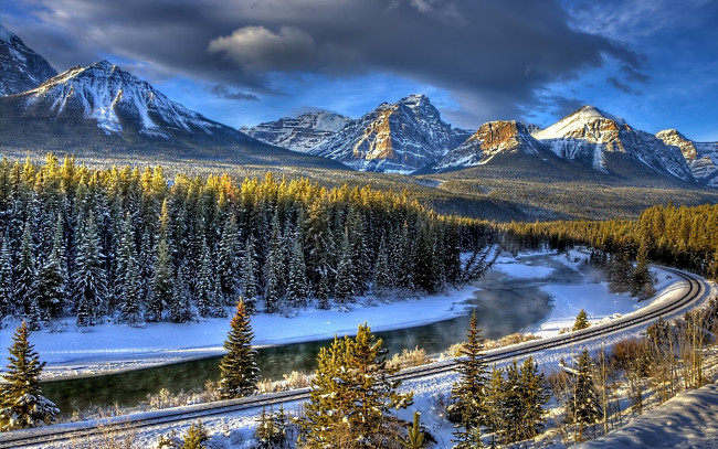 Обои картинки фото природа, дороги, лес, дорога, река, горы