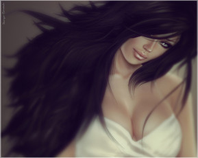 Картинка 3д графика people люди брюнетка задумчивость волосы девушка