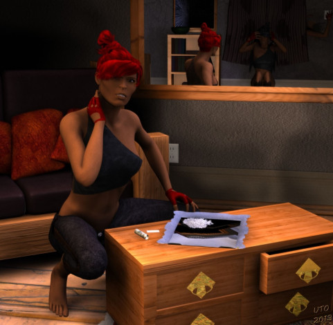 Обои картинки фото 3д, графика, people, люди, девушка, тумбочка