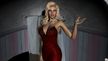 обоя 3д графика, people , люди, блондинка, девушка, взгляд