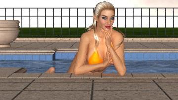 Картинка 3д+графика people+ люди девушка бассейн