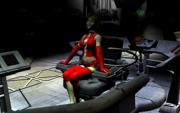 Картинка 3д+графика fantasy+ фантазия девушка кошка комната