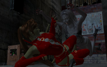 Картинка 3д+графика fantasy+ фантазия драка существо девушка кошка