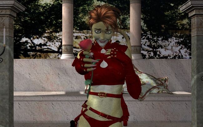 Обои картинки фото 3д графика, fantasy , фантазия, девушка, кошка, цветок