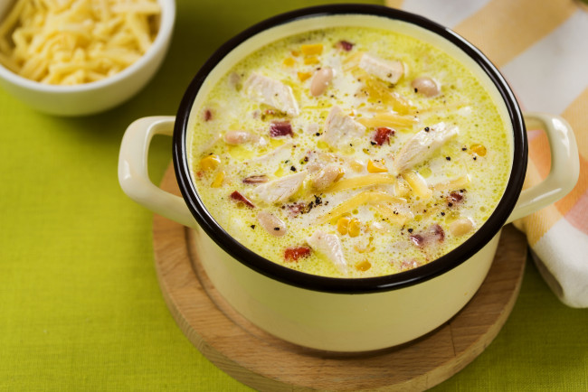 Обои картинки фото еда, первые блюда, куриный, суп, халапеньо