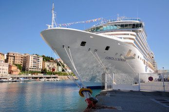 Картинка costa+luminosa корабли лайнеры причал порт круиз лайнер
