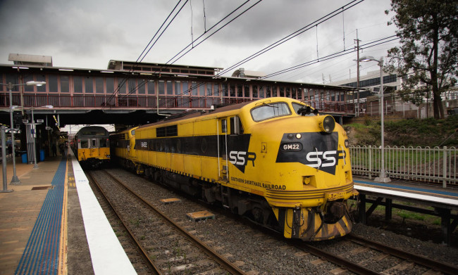 Обои картинки фото техника, поезда, состав, локомотив, дорога, железная